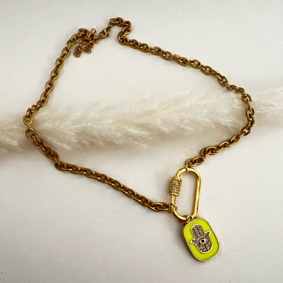 Turkish Evil Eye Hand Pendant Necklace -Chunky Classic Evil Eye Necklace - Picture 8 of 10